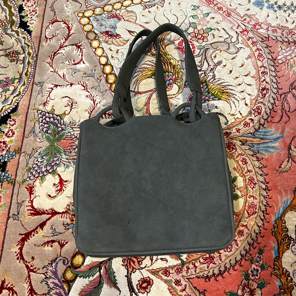 Vintage Bags by Francois California Gray Suede and Leather Bag Gold Hardware
